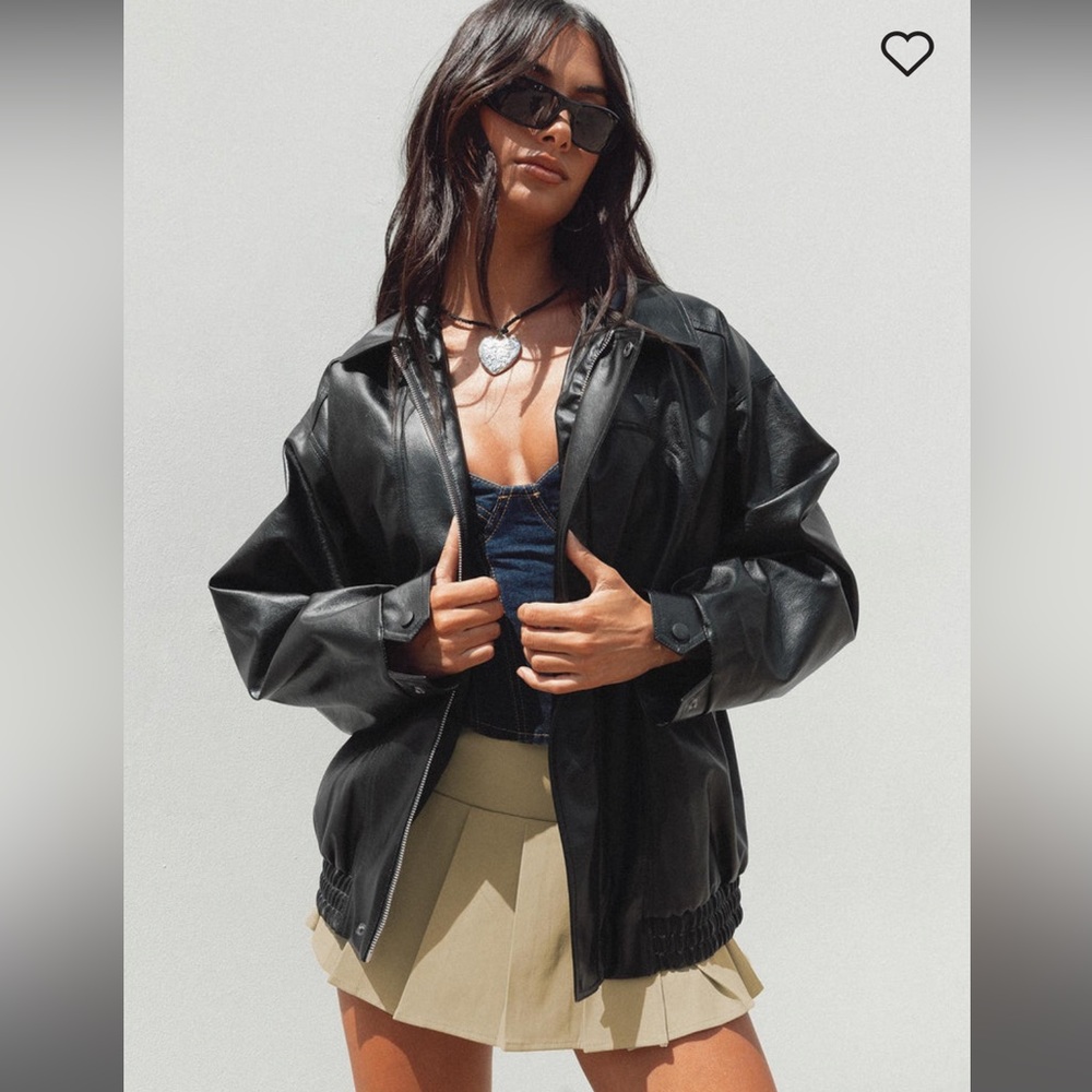 PRINCESS POLLY DEVIJA FAUX LEATHER JACKET BLACK